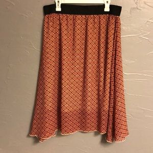 Luluroe Lola Red Taupe Patterned skirt
